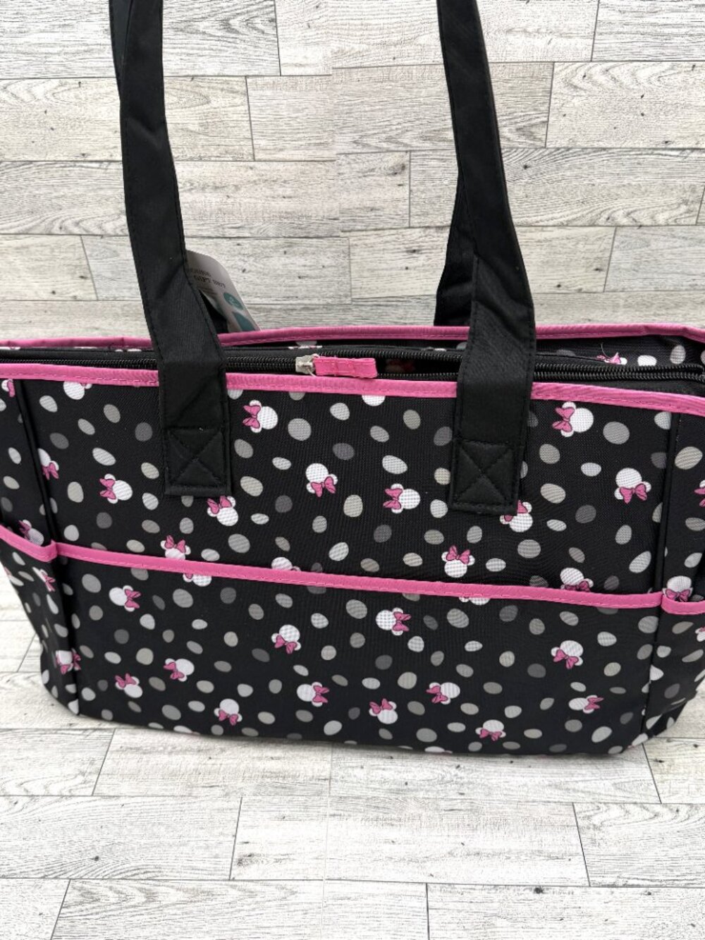 NWT Disney Baby Minnie Mouse Black Pink Gray & White 4-Piece Diaper Bag Gift Set - Picture 5 of 11